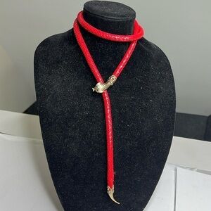 Vintage DL Auld Red Metal Mesh Snake Necklace Belt
